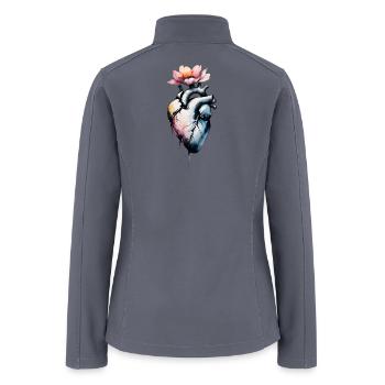 Watercolor Heart Bloom - Women’s Soft Shell Jacket - gray - Back