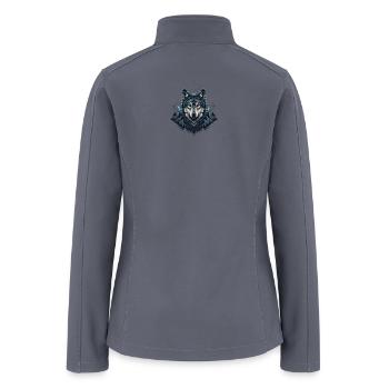 Astral Howl: Geometric Wolf Mountain Totem - Women’s Soft Shell Jacket - gray - Back