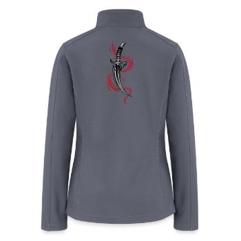 Dark Fantasy Dagger with Fiery Red Flames Design - Women’s Soft Shell Jacket - gray - Back