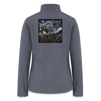 Dark Sunflowers Skull Starry Night Halloween Art - Women’s Soft Shell Jacket - gray - Back