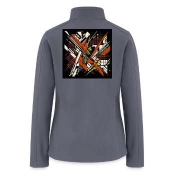 Glitch Art Abstract Geometric Cyberpunk Design - Women’s Soft Shell Jacket - gray - Back