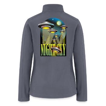 Night Sky UFO Landing Scene - Women’s Soft Shell Jacket - gray - Back