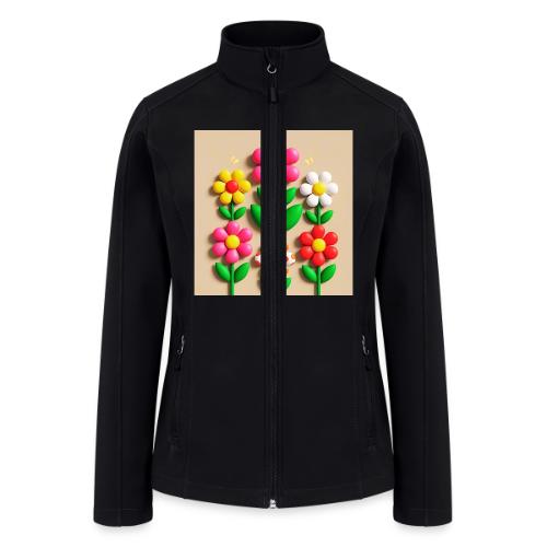 3D Flowers and Butterflies in Amber, Floral Design - Women’s Soft Shell Jacket