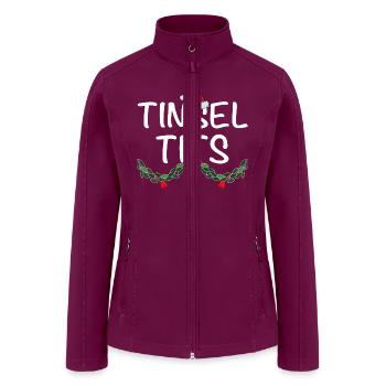 Tinsel Tits Jingle Balls Funny Couple Chestnuts - Women’s Soft Shell Jacket - raspberry - Front