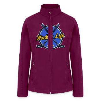 Hockey Life | Ice Hockey Stick Puck and Shield - Women’s Soft Shell Jacket - raspberry - Front