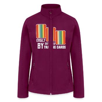 Easily Distracted By Trading Cards Funny TCG Card - Women’s Soft Shell Jacket - raspberry - Front