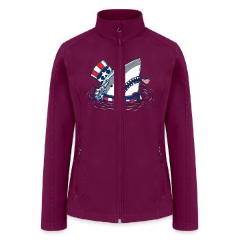 The Patriotic Shark - Women’s Soft Shell Jacket - raspberry - Front