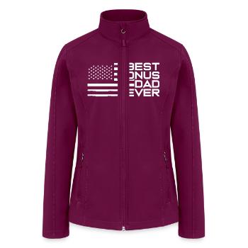 World s Best Bonus Dad Ever Fathers Day - Women’s Soft Shell Jacket - raspberry - Front
