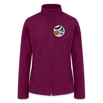 Halloween Circle: Pumpkin Bat Spider - Women’s Soft Shell Jacket - raspberry - Front