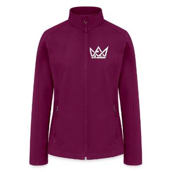 Mono Crown | white Metallic Geometric Chest Logo - Women’s Soft Shell Jacket - raspberry - Front