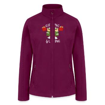Santa Weightlifting Christmas Funny Gifting - Women’s Soft Shell Jacket - raspberry - Front