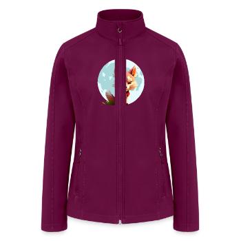 Wolf howling at the moon graphic t-shirt - Women’s Soft Shell Jacket - raspberry - Front