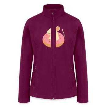 Cute Mouse in a Donut – Playful Animal Motif - Women’s Soft Shell Jacket - raspberry - Front