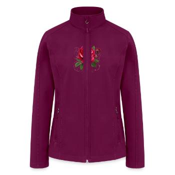 Red Rose with "Thank You" Message - Women’s Soft Shell Jacket - raspberry - Front