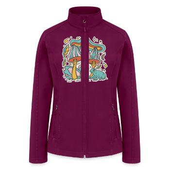 Frog & Mushrooms Cottage Core Aesthetic Goblincore - Women’s Soft Shell Jacket - raspberry - Front