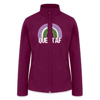 Queer AF Genderqueer Pride Flag Rainbow - Women’s Soft Shell Jacket - raspberry - Front