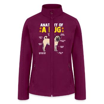Anatomy Of A Pug Dog Funny Dog Lover Giftkawaii pu - Women’s Soft Shell Jacket - raspberry - Front