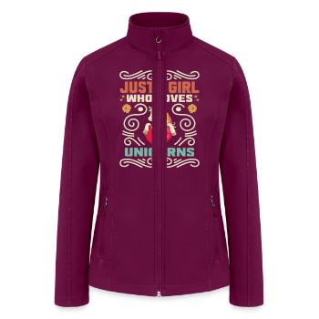Just a girl who loves unicorns - funny quote - Women’s Soft Shell Jacket - raspberry - Front