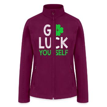 Go Luck Funny Saint Patrick s Day Shirt for Adult - Women’s Soft Shell Jacket - raspberry - Front