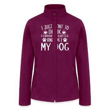 Funny Flavored Coffee And Dog Lover - Women’s Soft Shell Jacket - raspberry - Front