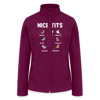 Nice Tits Funny Bird Watching, Funny Tit Birds - Women’s Soft Shell Jacket - raspberry - Front