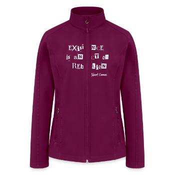 Existence Is An Act Of Rebellion Camus - Women’s Soft Shell Jacket - raspberry - Front