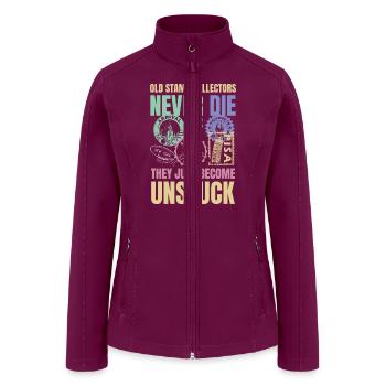 Funny Postal Humor Stamp Collection - Women’s Soft Shell Jacket - raspberry - Front
