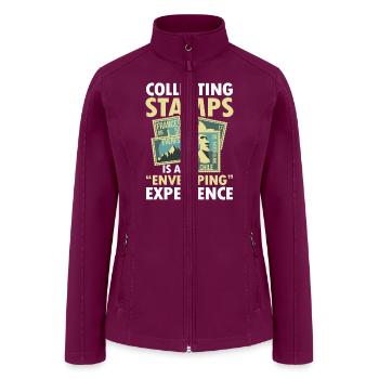 Funny Postal Humor Stamp Collection - Women’s Soft Shell Jacket - raspberry - Front