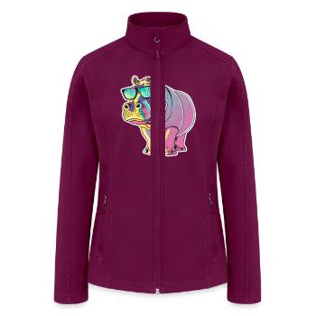 Funny Hippo with Sunglasses for a Hippo fan - Women’s Soft Shell Jacket - raspberry - Front