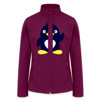 Cute Penguin Small Waving Greeting South Pole Bird - Women’s Soft Shell Jacket - raspberry - Front