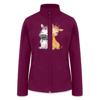 Cute Zebra Giraffe Kids Art Print - Women’s Soft Shell Jacket - raspberry - Front