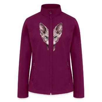 Intricate Sphynx Cat Illustration with - Women’s Soft Shell Jacket - raspberry - Front
