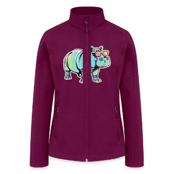 Funny Hippo with Sunglasses for a Hippo fan - Women’s Soft Shell Jacket - raspberry - Front