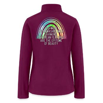 European Inspiration Rainbow Quote Design - Women’s Soft Shell Jacket - raspberry - Back