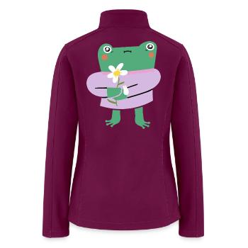 Shy Frog with Flower - Women’s Soft Shell Jacket - raspberry - Back