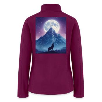 Wolf Howling at the Moon – Mystical Night T-Shirt - Women’s Soft Shell Jacket - raspberry - Back