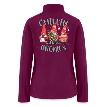 Chillin With My Gnomies Christmas Pajamas Funny  - Women’s Soft Shell Jacket - raspberry - Back