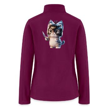 Ninja Kitten with Dagger - Women’s Soft Shell Jacket - raspberry - Back