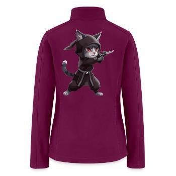 Ninja Cat in Hooded Robe - Women’s Soft Shell Jacket - raspberry - Back