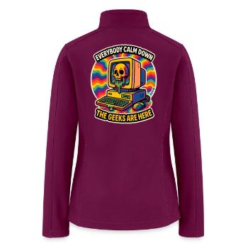 Geeks Are Here Retro Computer - Women’s Soft Shell Jacket - raspberry - Back
