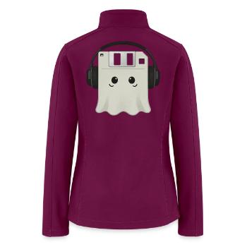 Retro Tech Ghost - Floppy Disk Nostalgia Art - Women’s Soft Shell Jacket - raspberry - Back