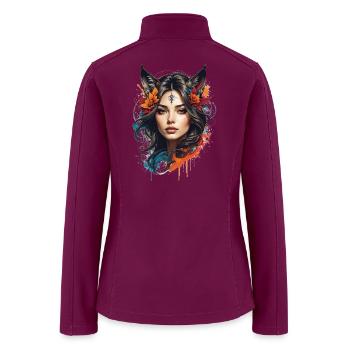 graphic tee fantasy art watercolor apparel - Women’s Soft Shell Jacket - raspberry - Back
