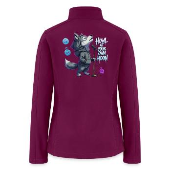 Howl at Your Own Moon - Cool Wolf Rapper Singing - Women’s Soft Shell Jacket - raspberry - Back