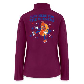 Just Here For The Wieners Funny Hot Dog BBQ Retro - Women’s Soft Shell Jacket - raspberry - Back