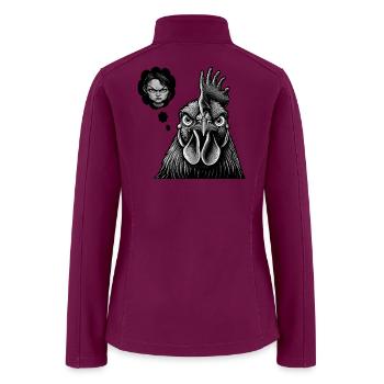 Mad Chicken Norman – The Vindictive Rooster - Women’s Soft Shell Jacket - raspberry - Back