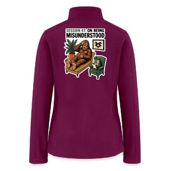 Bigfoot Therapy Session Funny Cryptid Tee - Women’s Soft Shell Jacket - raspberry - Back