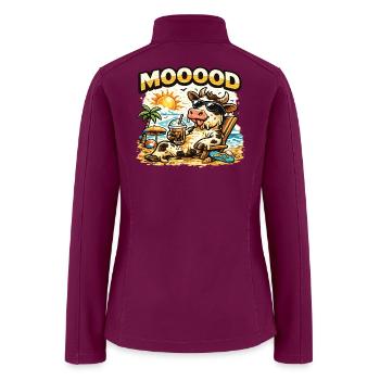 Mooood Funny Vacation Cow Funny T-Shirts  - Women’s Soft Shell Jacket - raspberry - Back