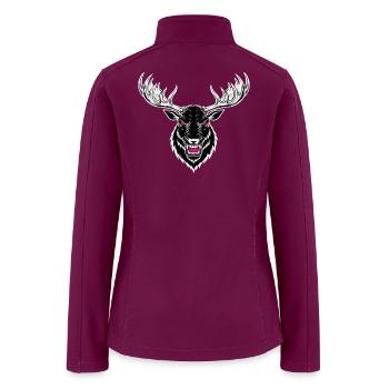 Angry Moose Elk Reindeer Mascot Sports Gaming Logo - Women’s Soft Shell Jacket - raspberry - Back