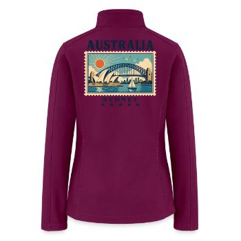 Vintage Sydney Skyline Stamp - Women’s Soft Shell Jacket - raspberry - Back