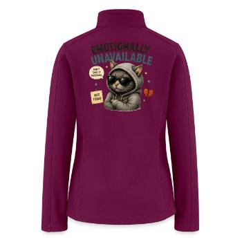 Emotionally Unavailable Cat Hoodie - Women’s Soft Shell Jacket - raspberry - Back